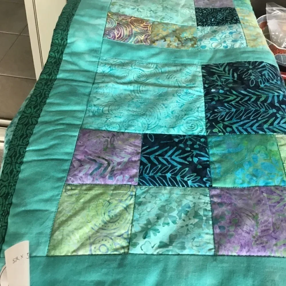 Handmade Quilt Beautiful Aqua Tones